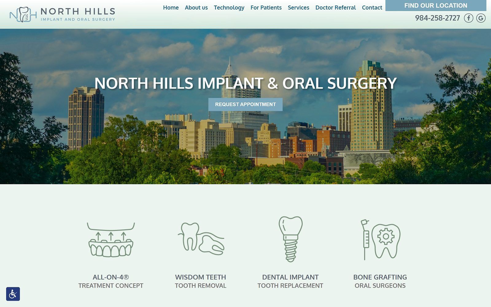 The Screenshot of North Hills Implant & Oral Surgery Website