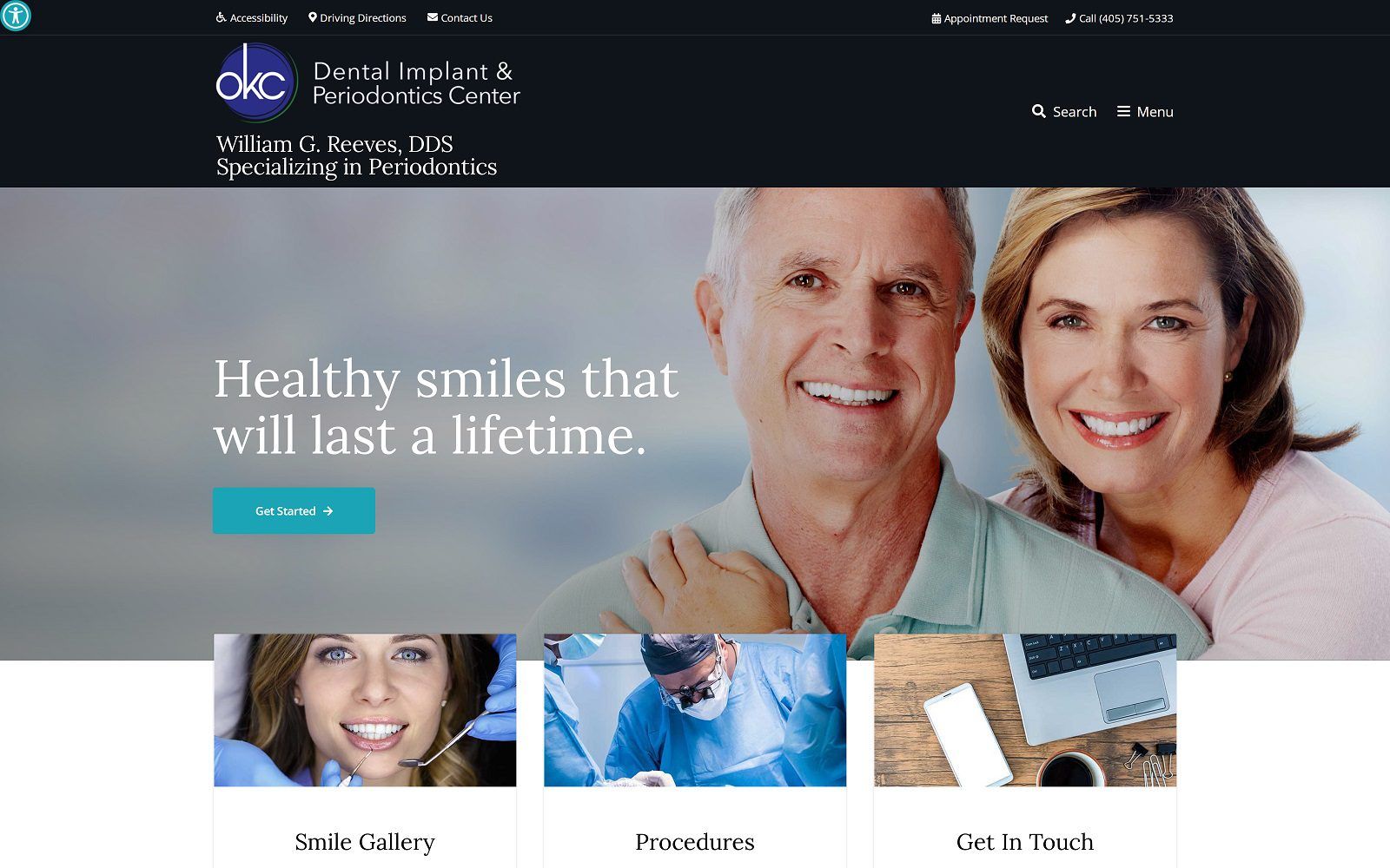 The Screenshot of William G. Reeves, DDS Website