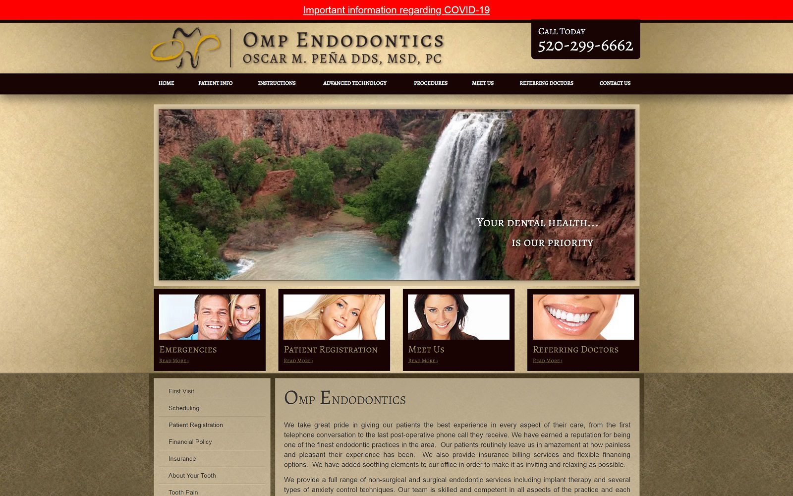 The screenshot of oscar m. Peña dds, msd pc website