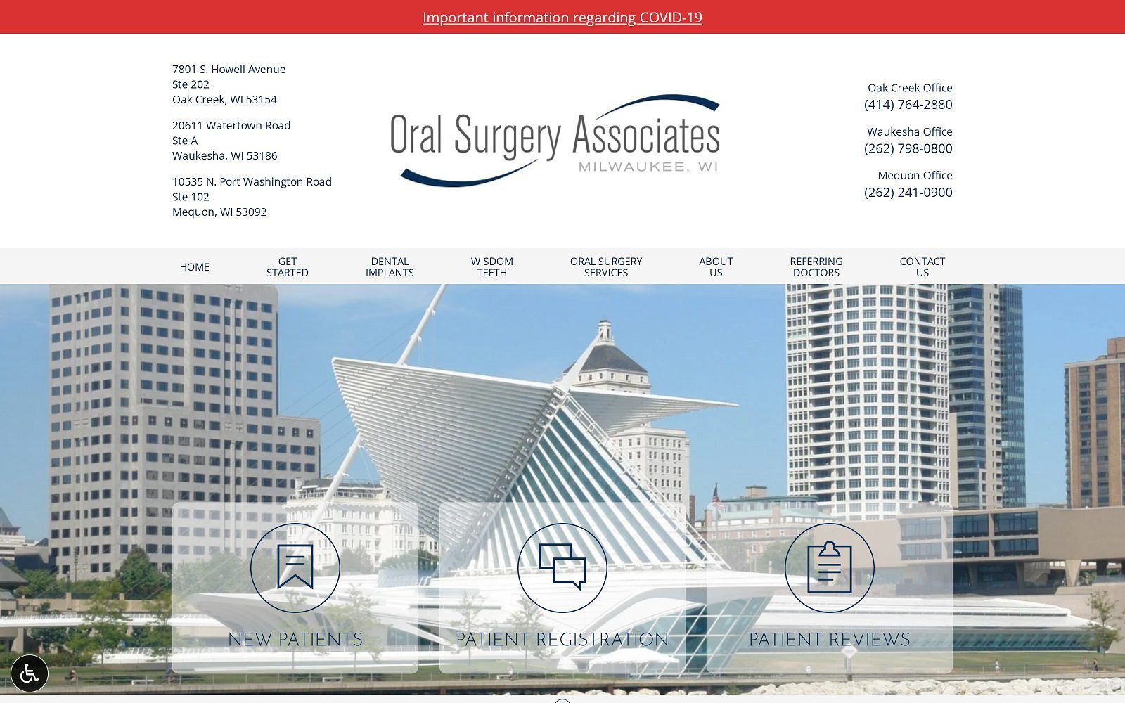 The Screenshot of Oral Surgery Associates of Milwaukee, S.C. Website
