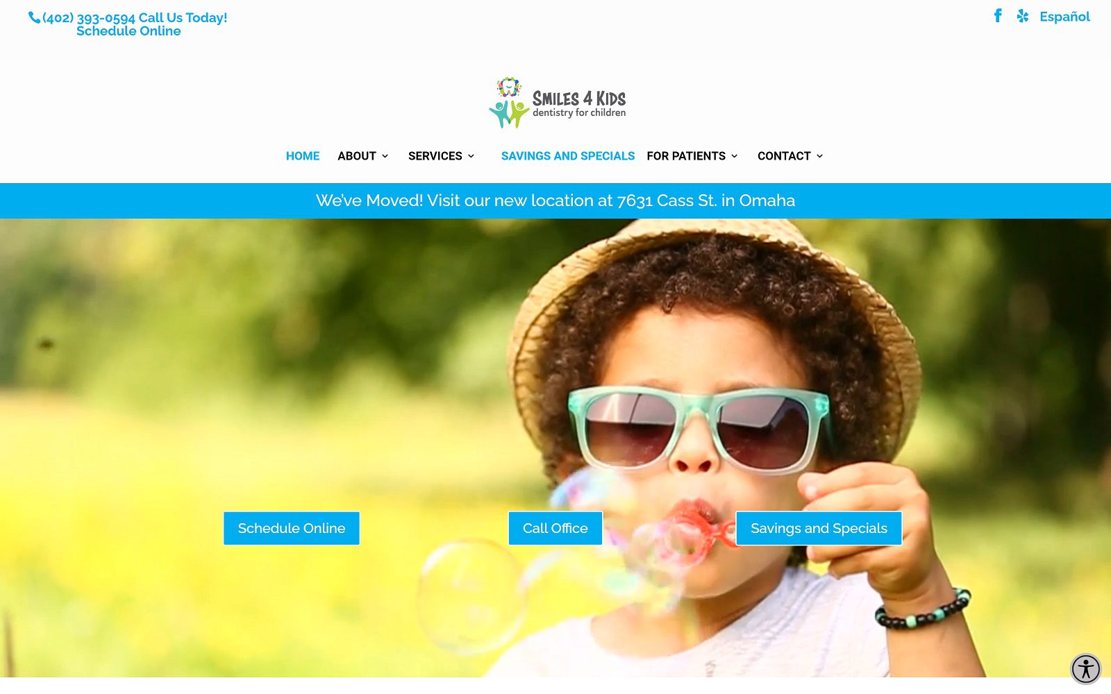 The screenshot of smiles 4 kids omaha website