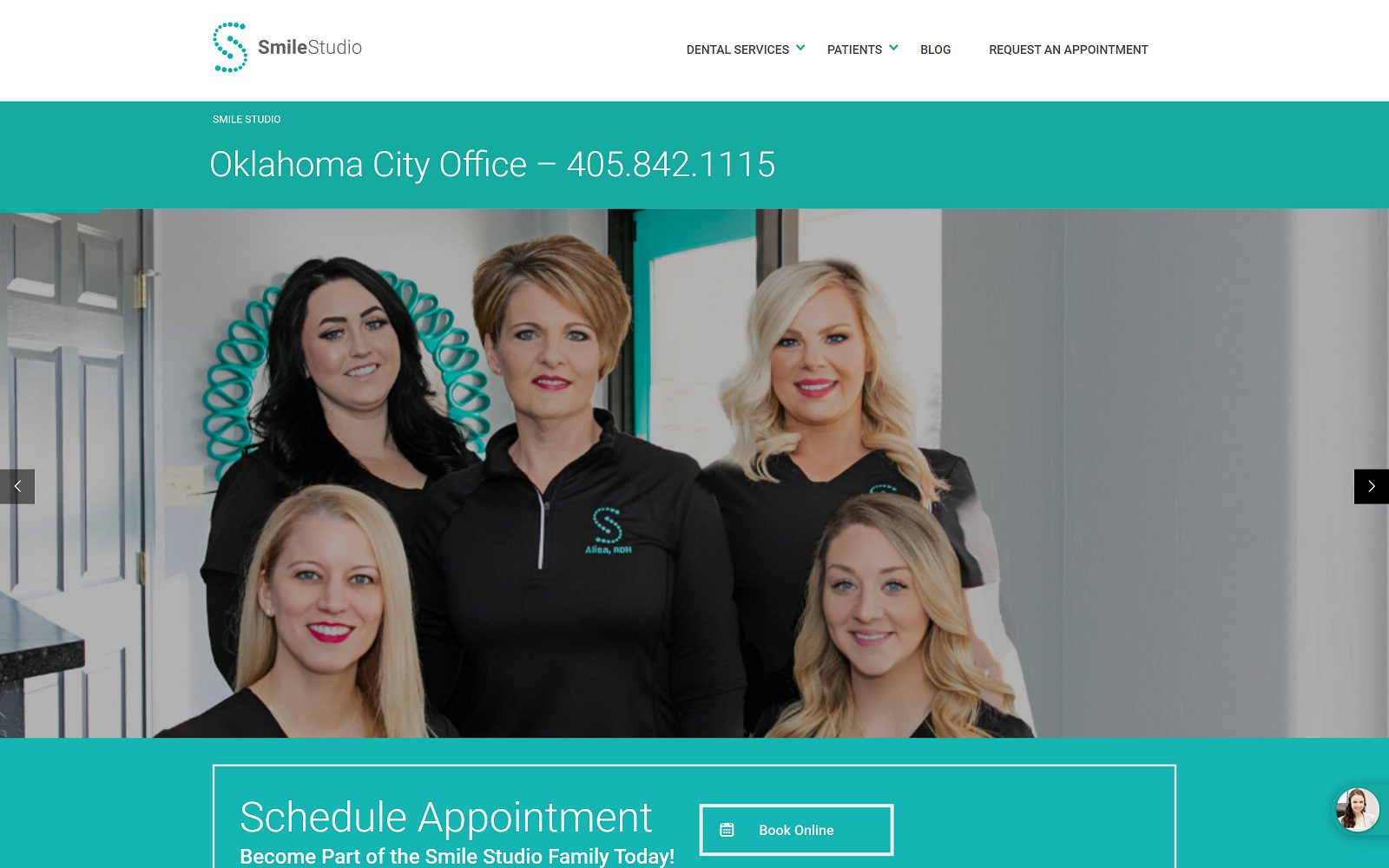 The screenshot of smile studio website