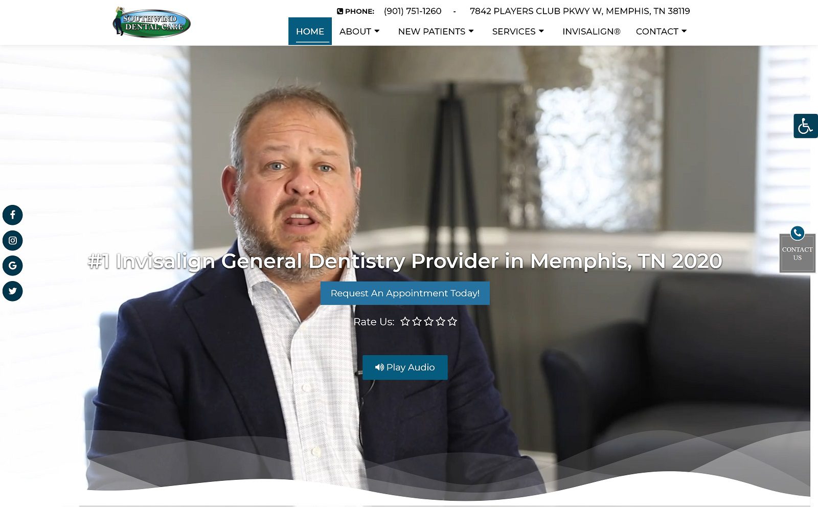 The screenshot of southwind dental care dr. Timothy messer website