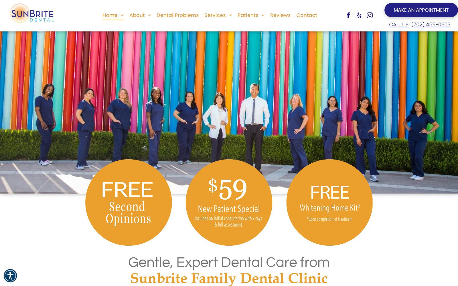 The screenshot of dentist las vegas - sunbrite dental website
