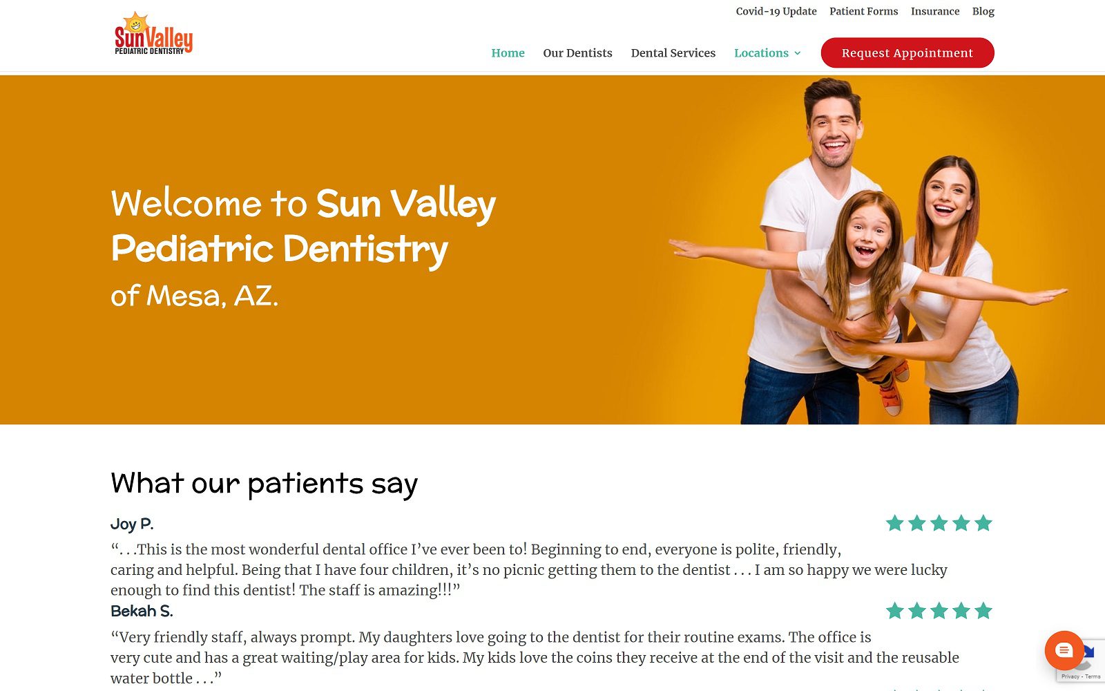 The Screenshot of Sun Valley Pediatric Dentistry - Mesa Website
