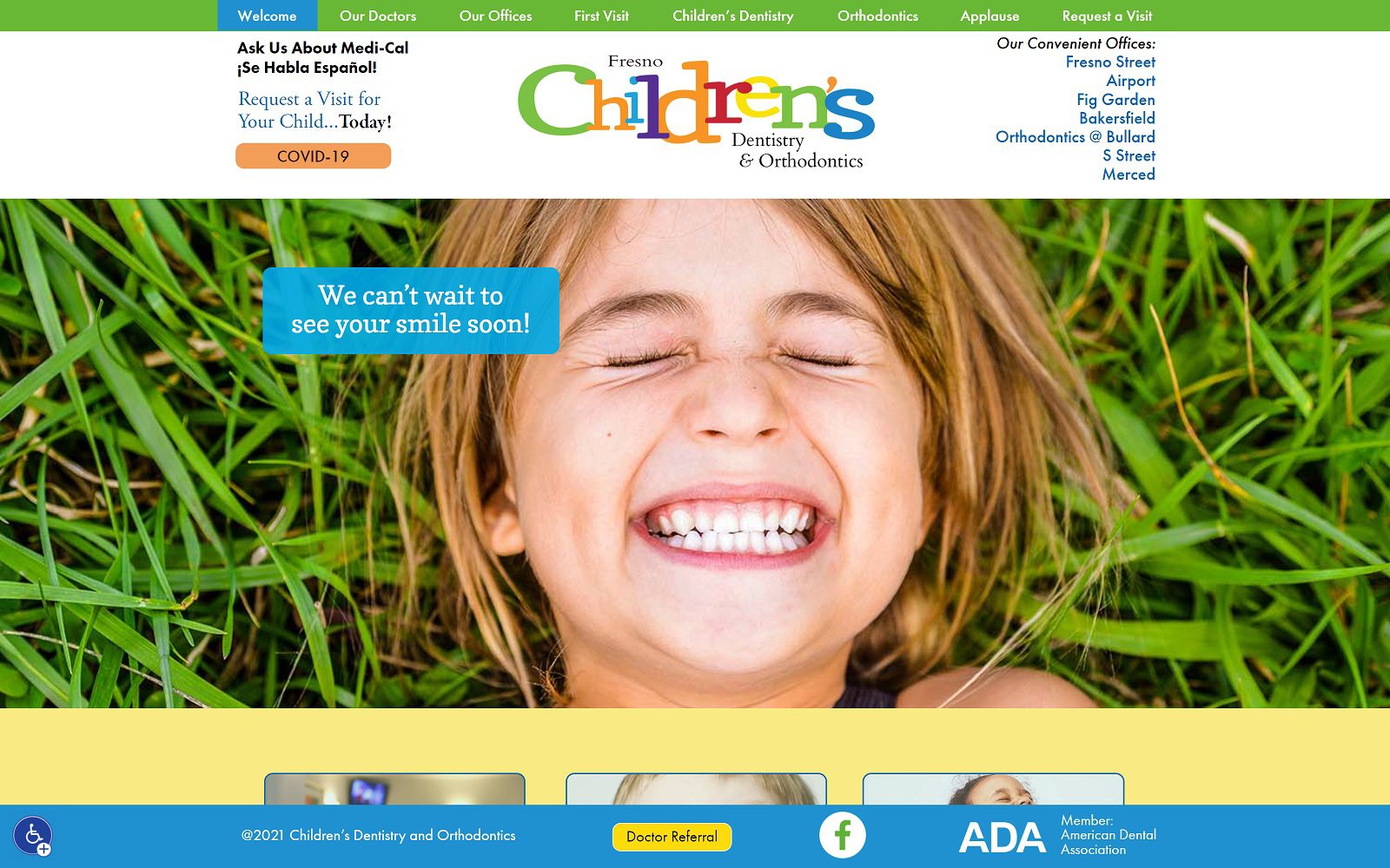 The Screenshot of Fresno St Children's Dentistry and Orthodontics Website