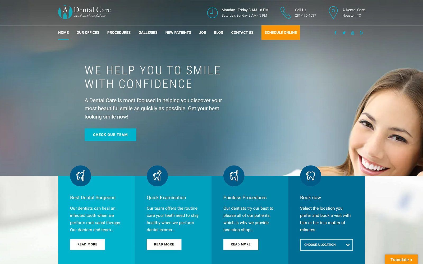 The Screenshot of A Dental Care Website