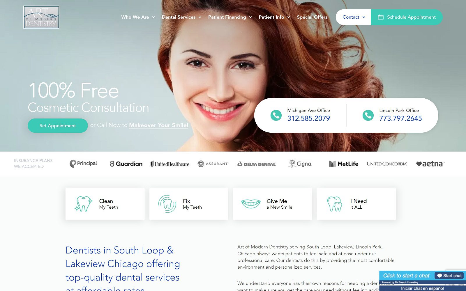 The Screenshot of Art Of Modern Dentistry Website