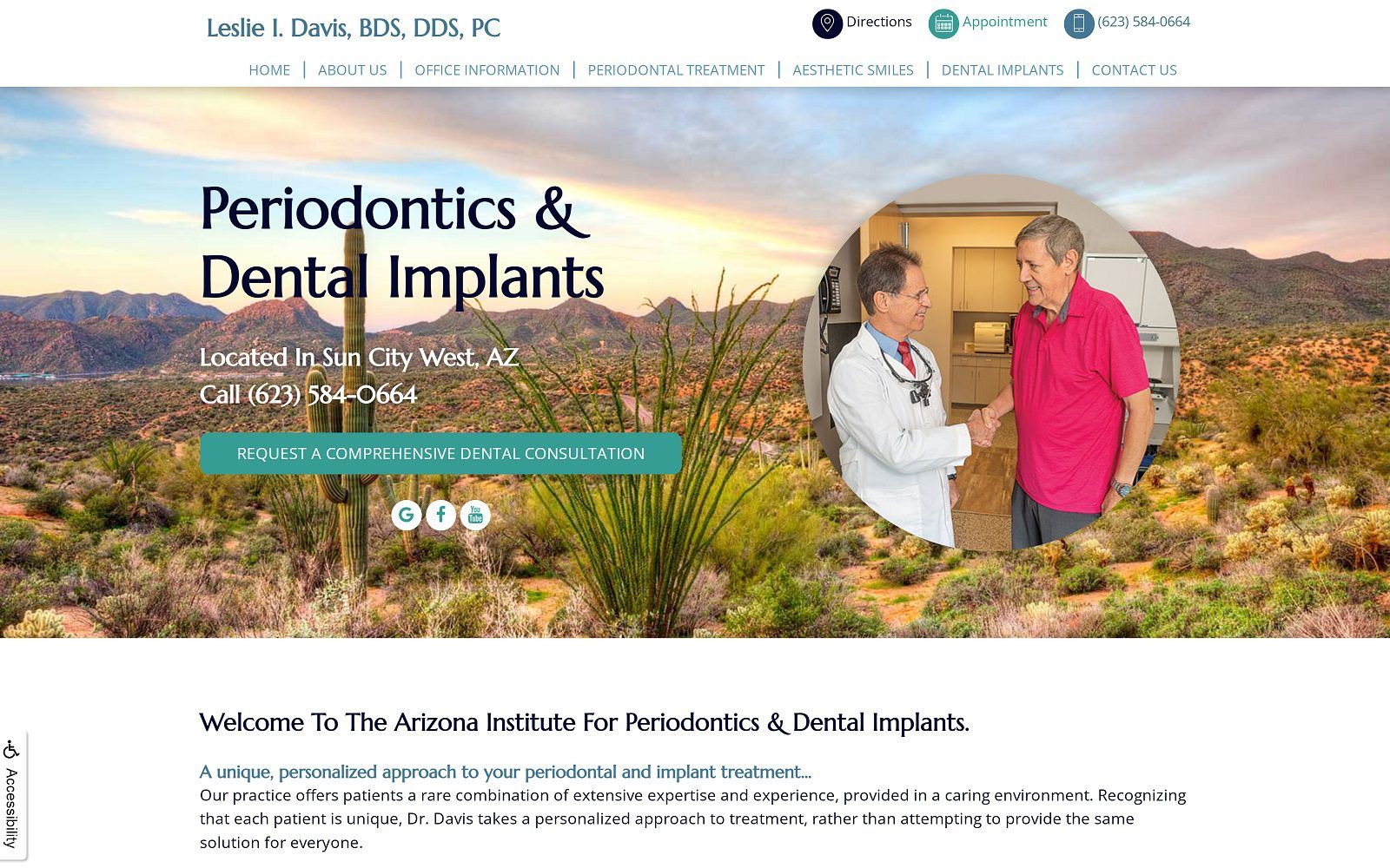 The Screenshot of Arizona Institute for Periodontics and Dental Implants Website