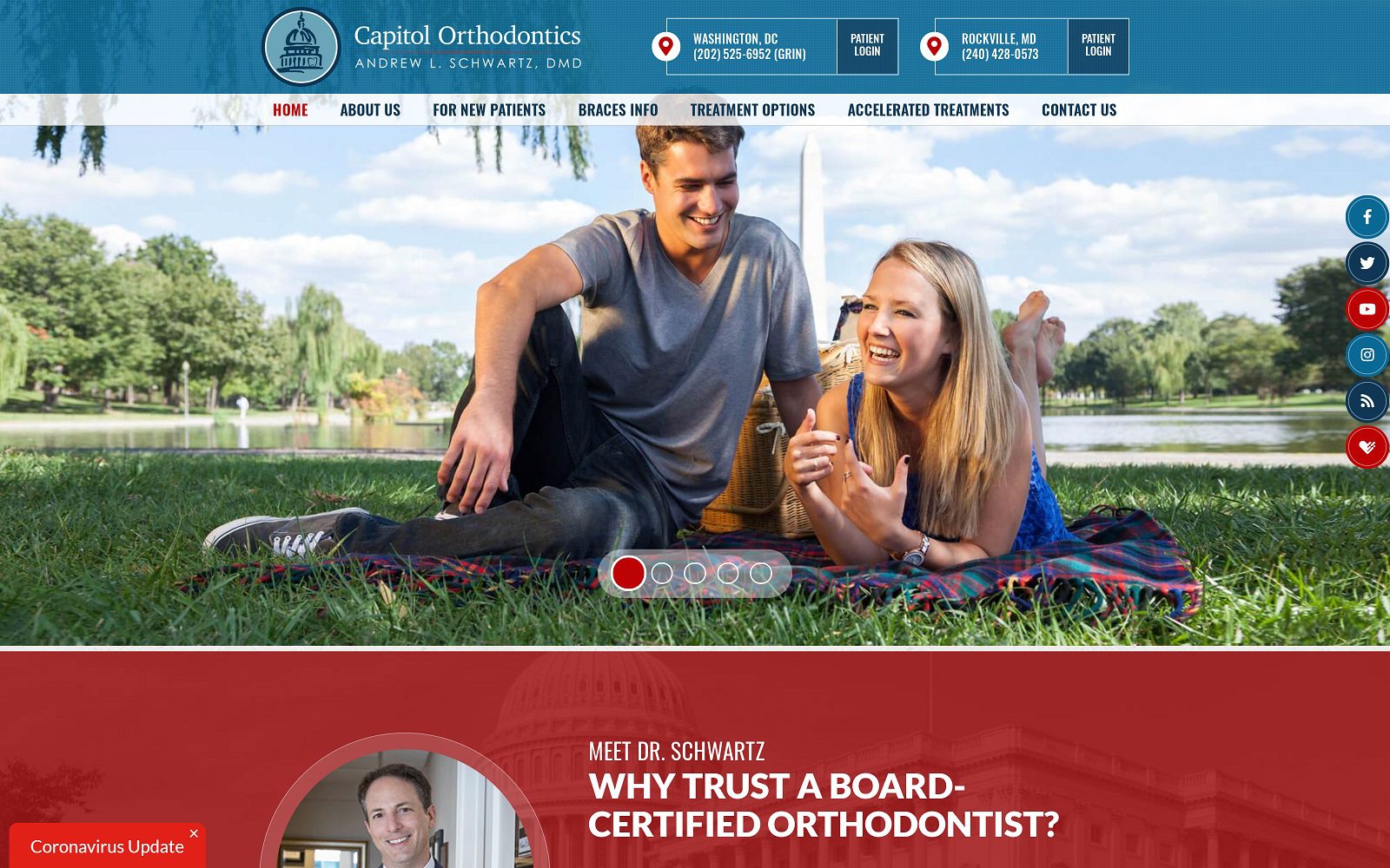 The screenshot of capitol orthodontics, pc dr. Andrew schwartz website