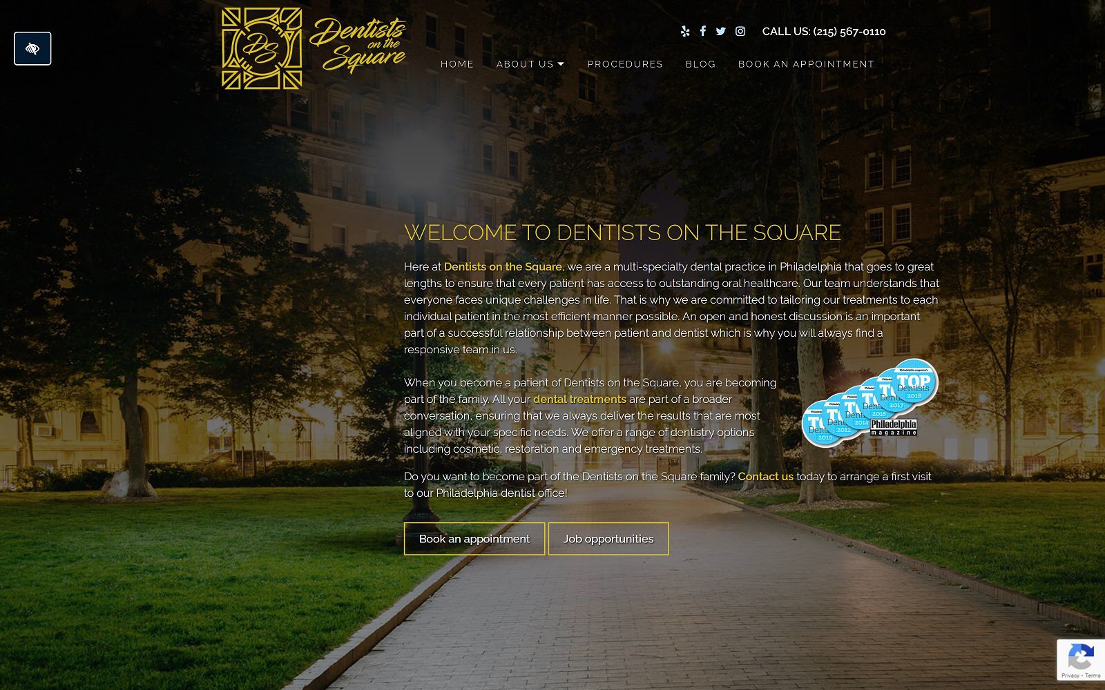 The Screenshot of Dentists On the Square Website