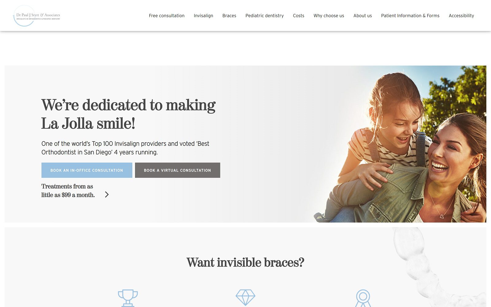 The screenshot of dr. Paul j. Styrt, orthodontics & pediatric dentistry website