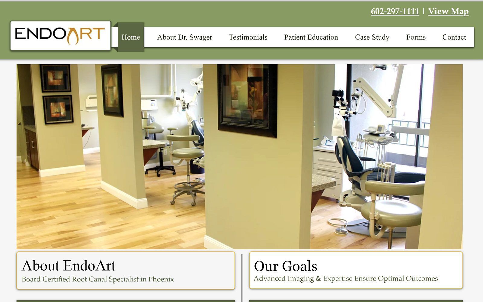 The Screenshot of EndoArt Steven T. Swager, DMD, Board Certified Endodontist Website