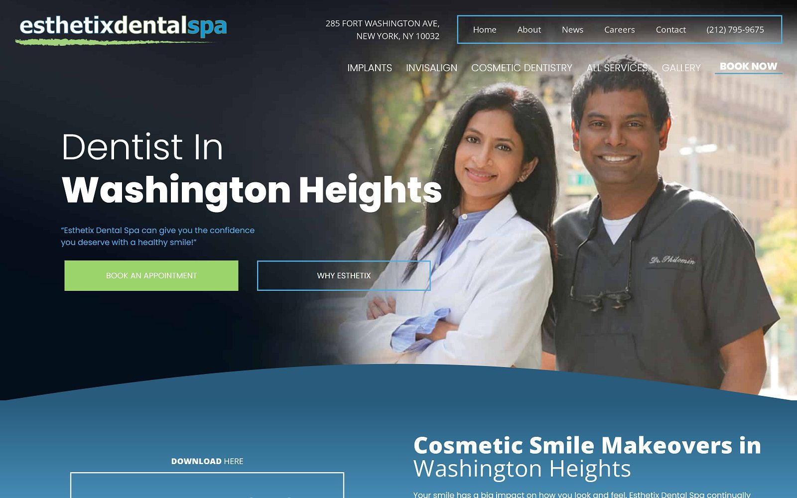 The screenshot of esthetix dental spa, nyc's dental implant & cosmetic specialist