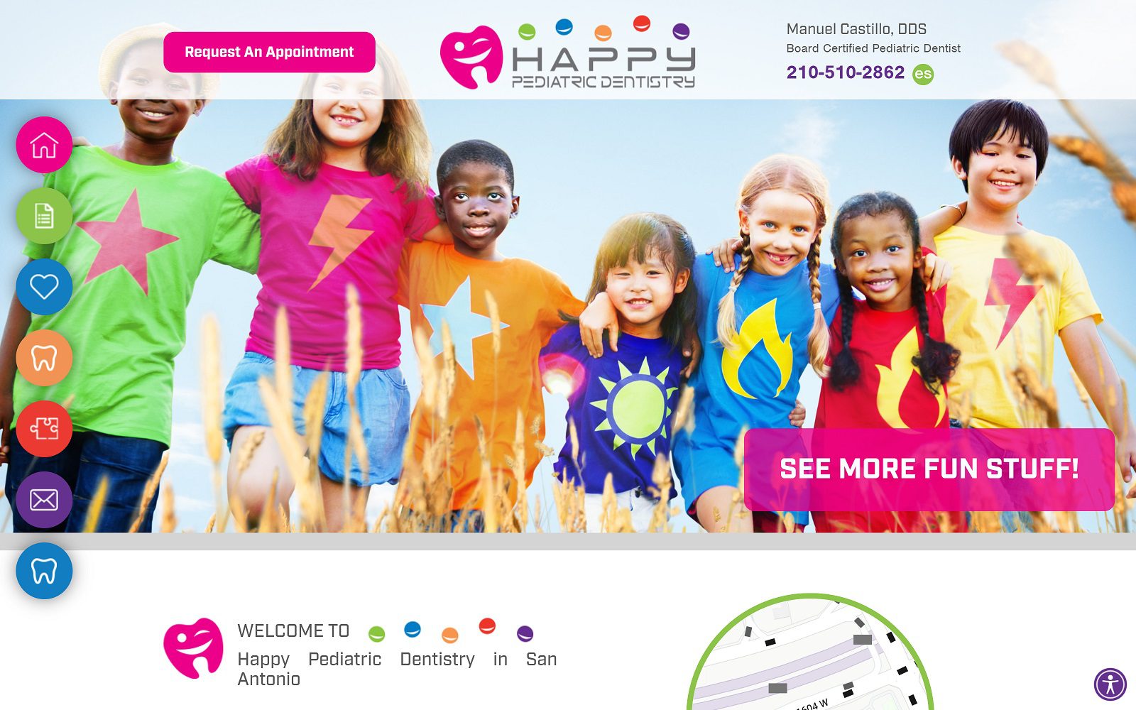 The Screenshot of Happy Pediatric Dentistry Dr. Manuel Castillo Website