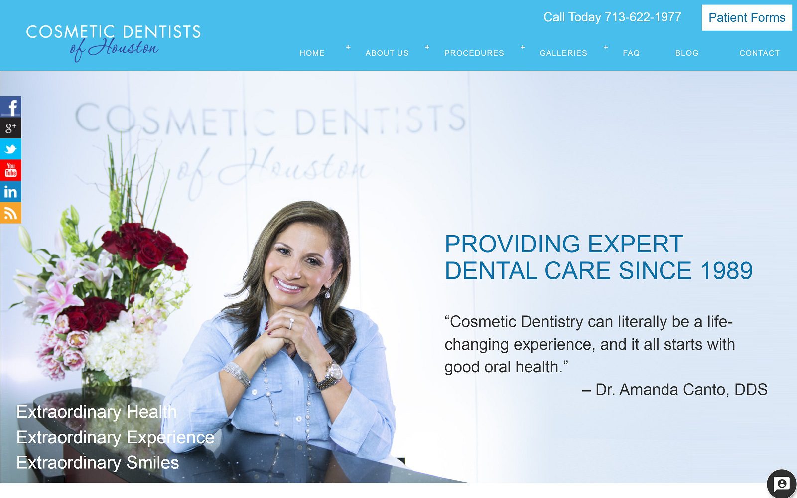 The Screenshot of Cosmetic Dentists of Houston Dr. Amanda Canto Website