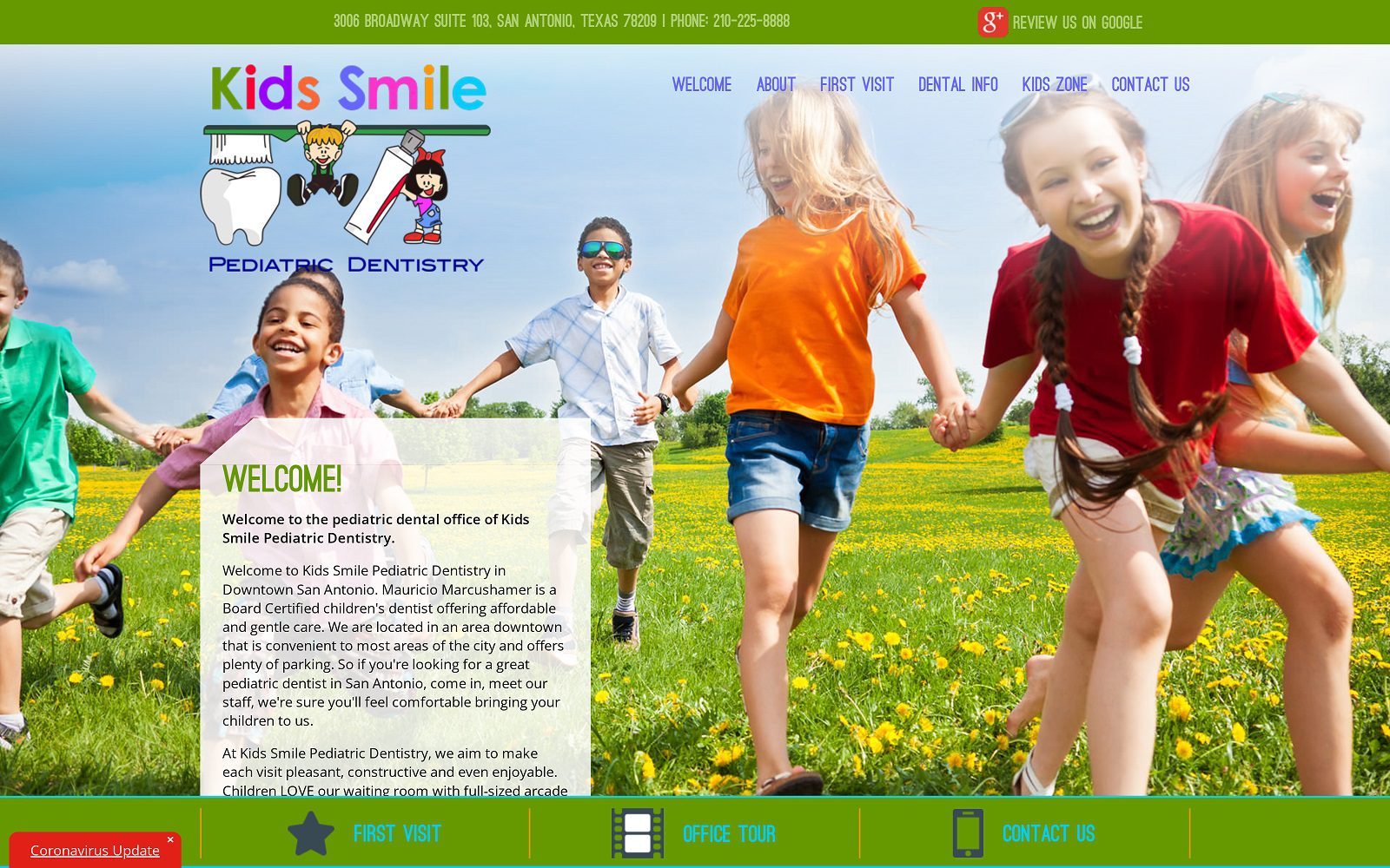 The Screenshot of Kids Smile Pediatric Dentistry Dr. Mauricio Marcushamer Website