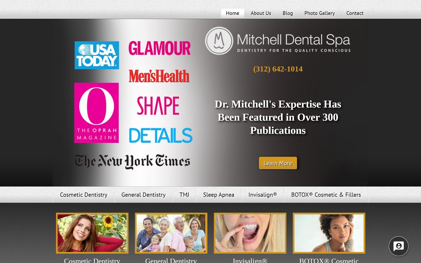 The Screenshot of Mitchell Dental Spa Dr. Margaret Mitchell Website