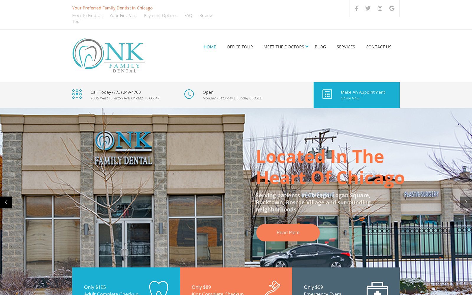 The Screenshot of NK Family Dental Dr. Nilofer Khan Website