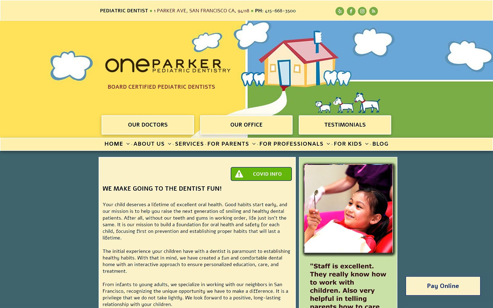The screenshot of doris lin-song, dds bergen james, dds jennifer yu, dds website