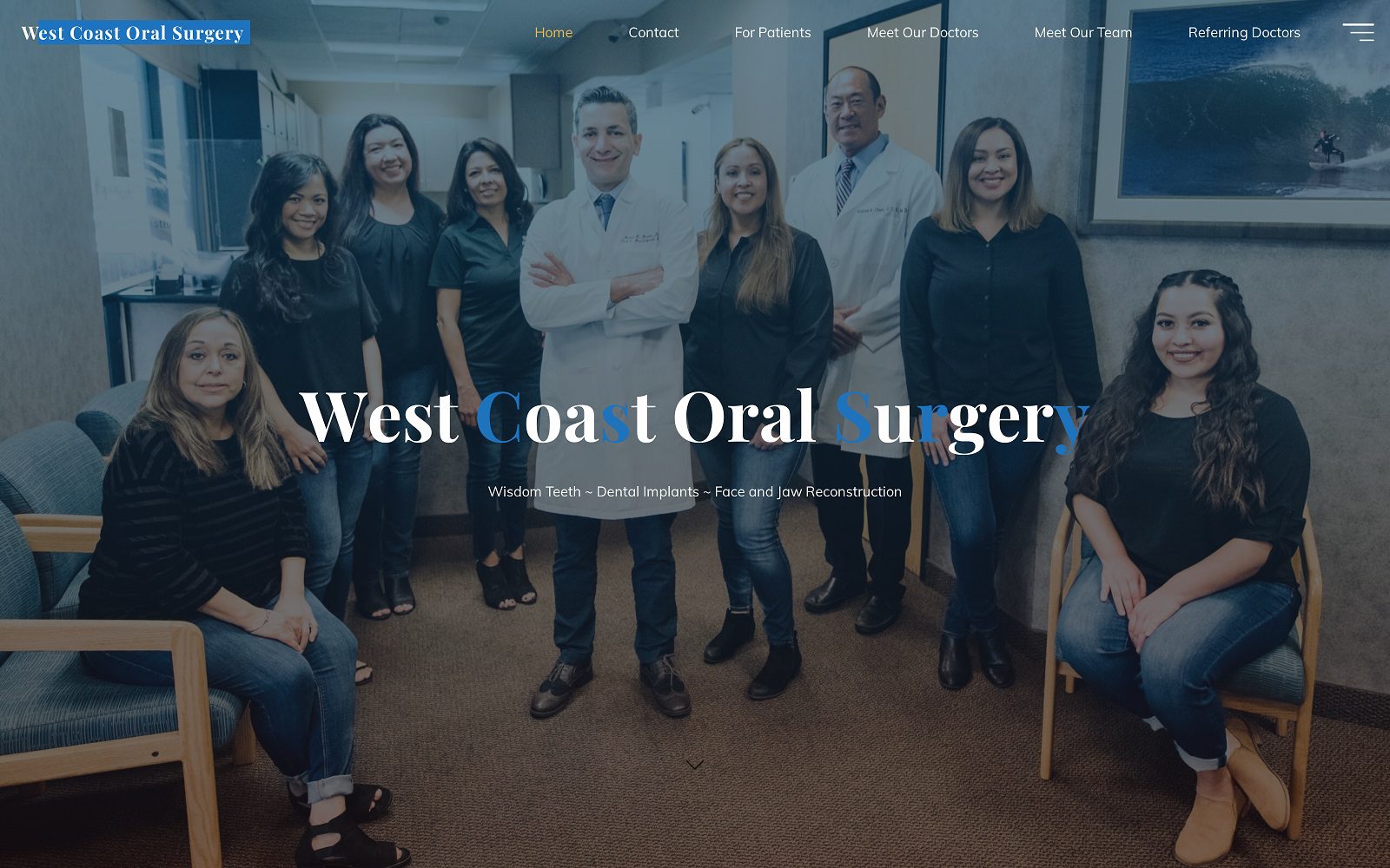 The Screenshot of West Coast Oral Surgery Website