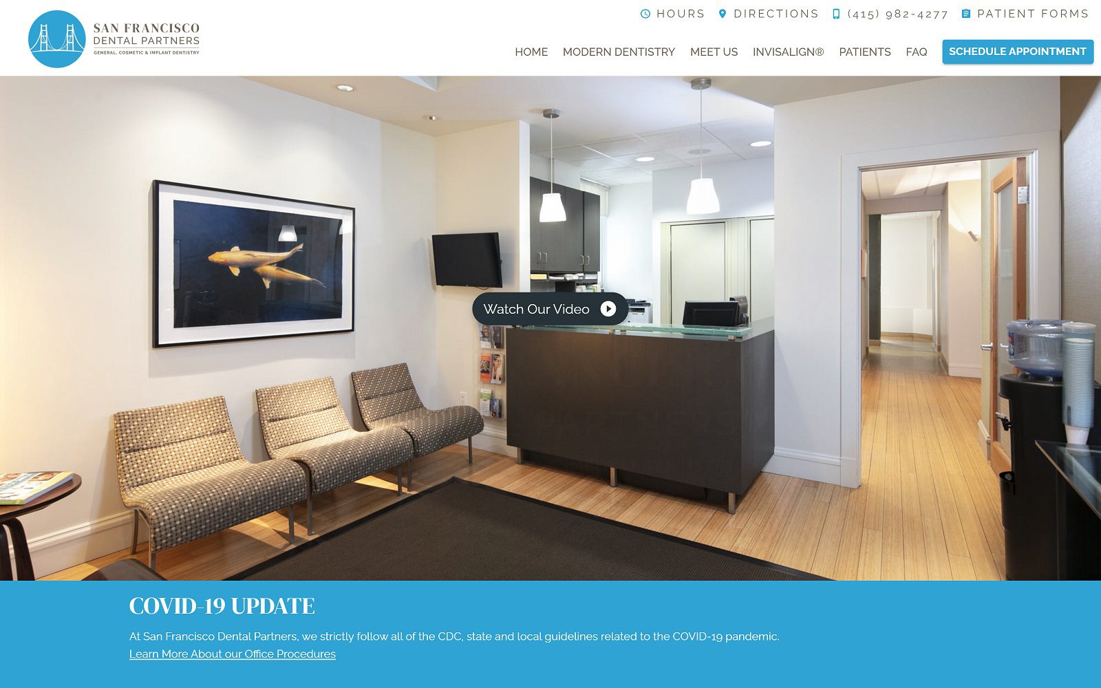 The screenshot of san francisco dental partners website