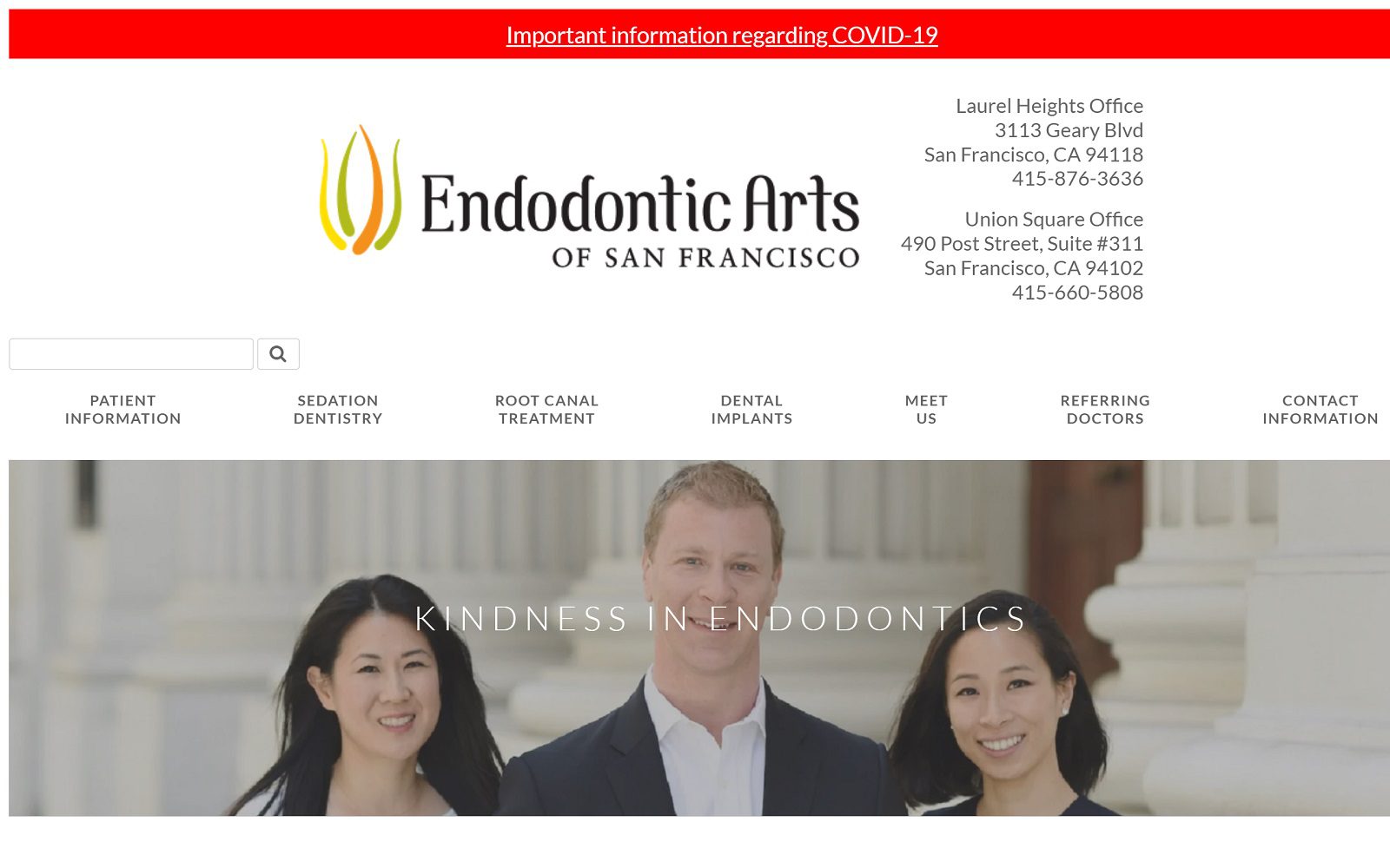 The Screenshot of Endodontic Arts of San Francisco Website
