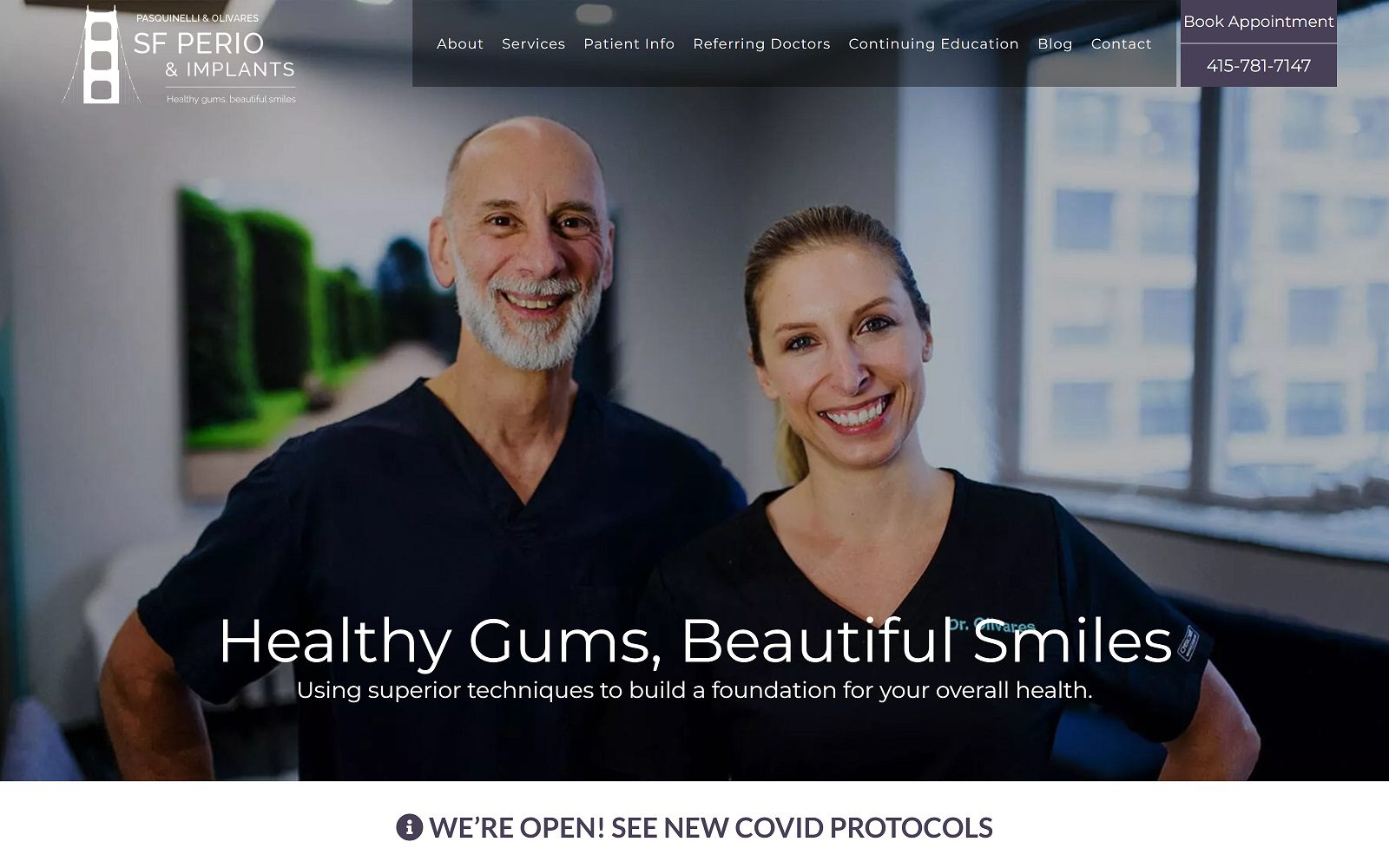 The Screenshot of SF Perio & Implants Pasquinelli & Olivares Website