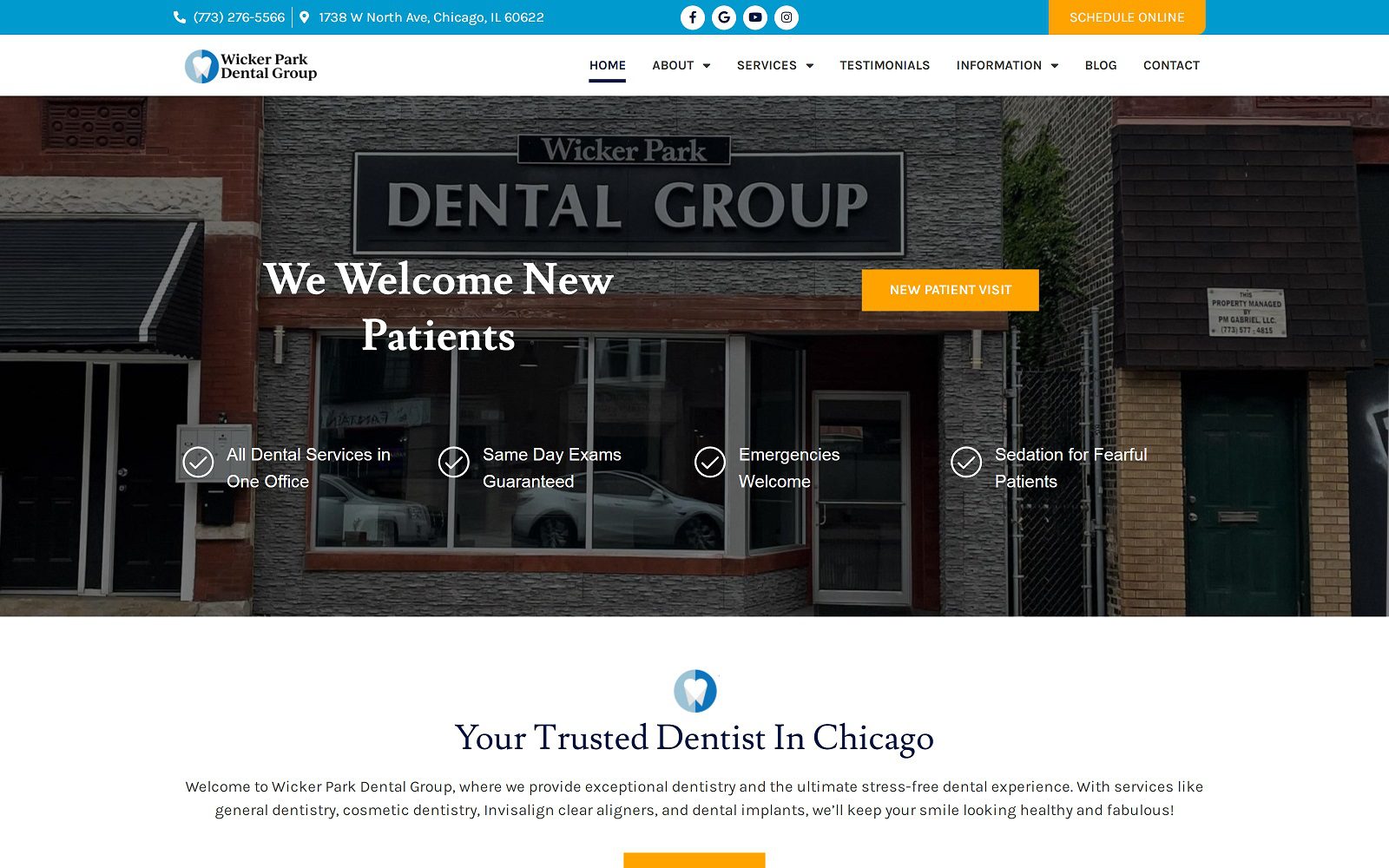 The Screenshot of Wicker Park Dental Group Website