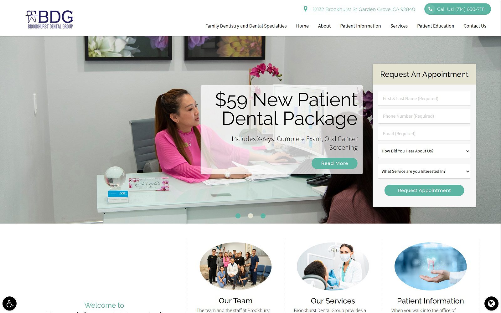 The Screenshot of Brookhurst Dental Group Website