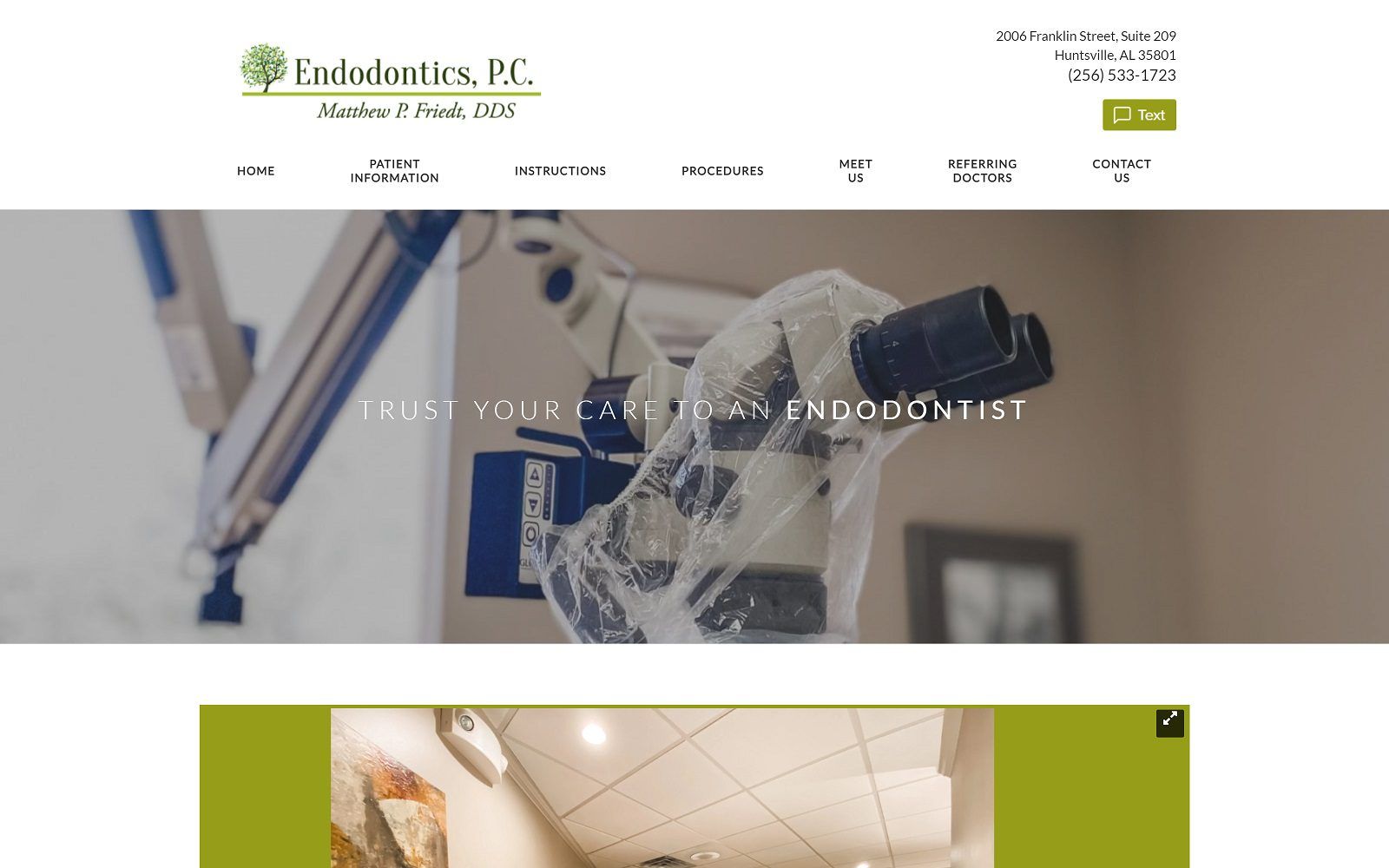 The Screenshot of Endodontics P.C. endodonticshuntsville.com Dr. Matthew P. Friedt Website