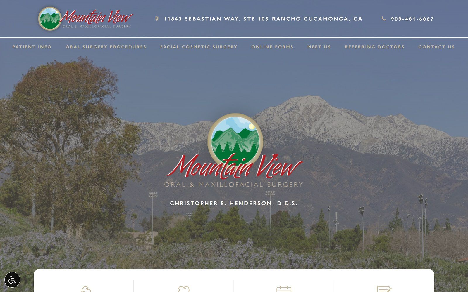 The Screenshot of Mt View Oral & Maxillofacial mountainviewoms.com Dr. Christopher E. Henderson Website