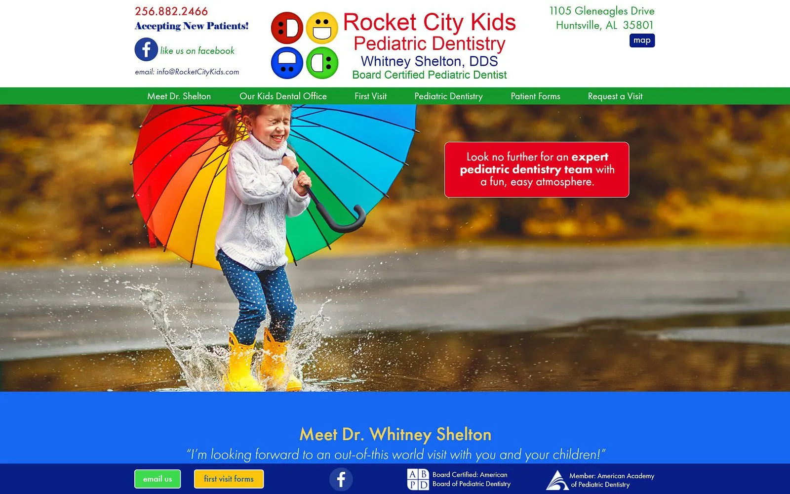 The Screenshot of Rocket City Kids Dr. Whitney Shelton Website