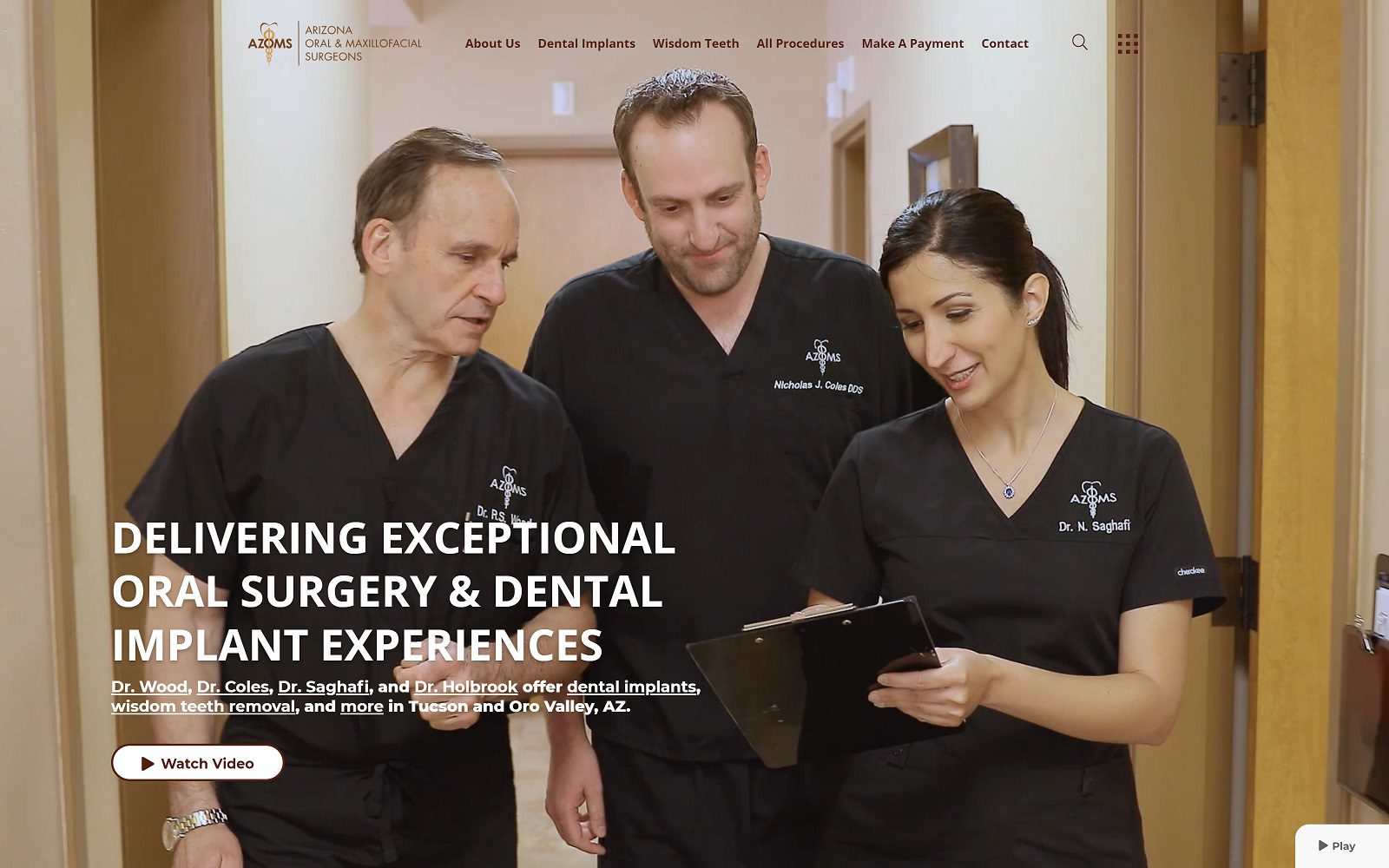 The Screenshot of Arizona Oral and Maxillofacial Surgeons Website