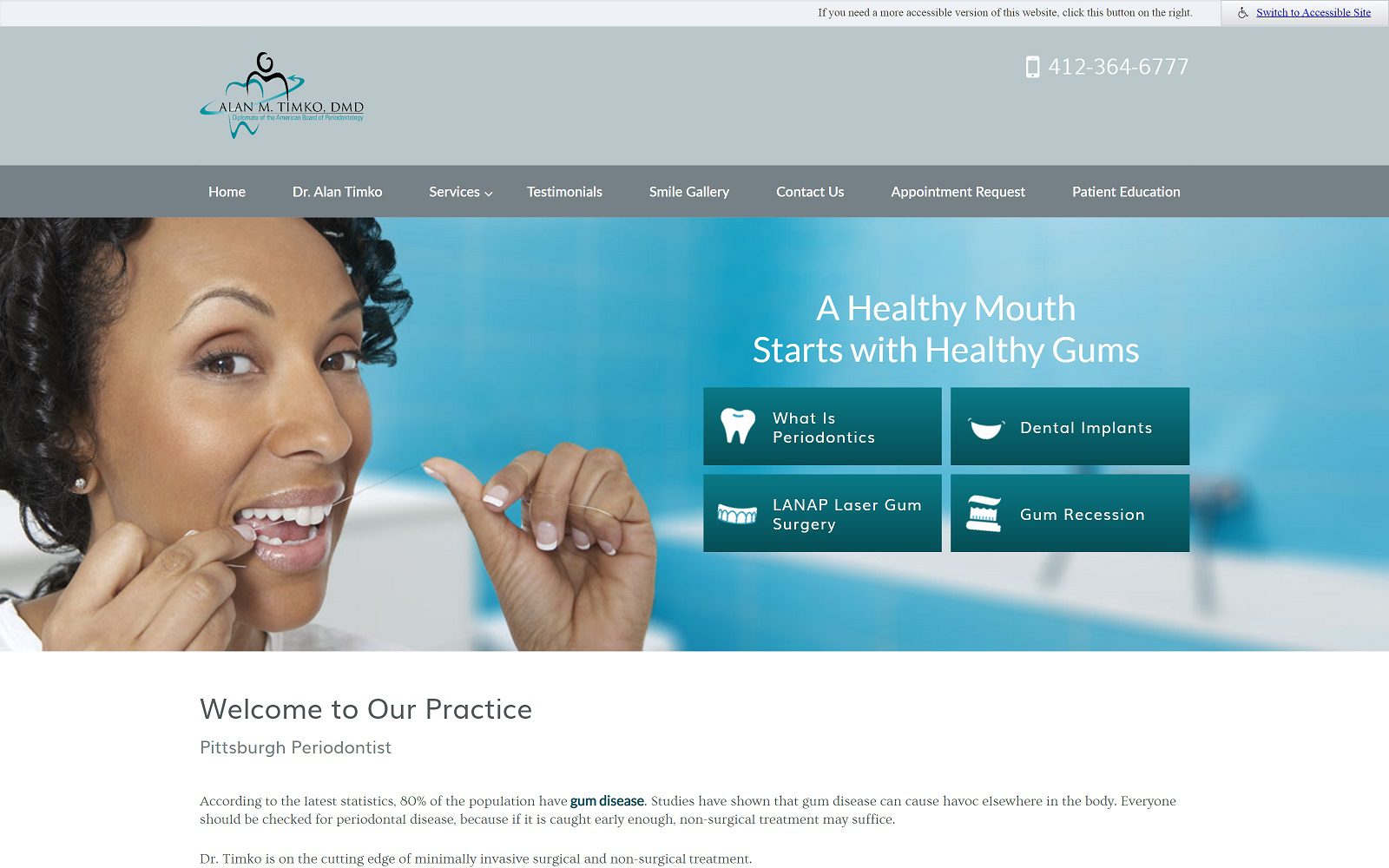 The Screenshot of Alan M. Timko, DMD Website