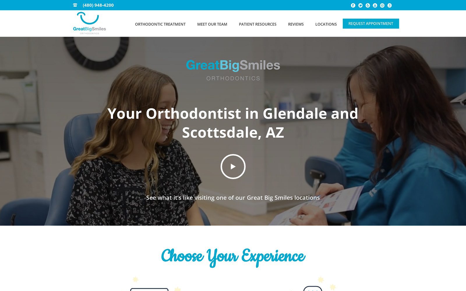 The screenshot of great big smiles orthodontics website