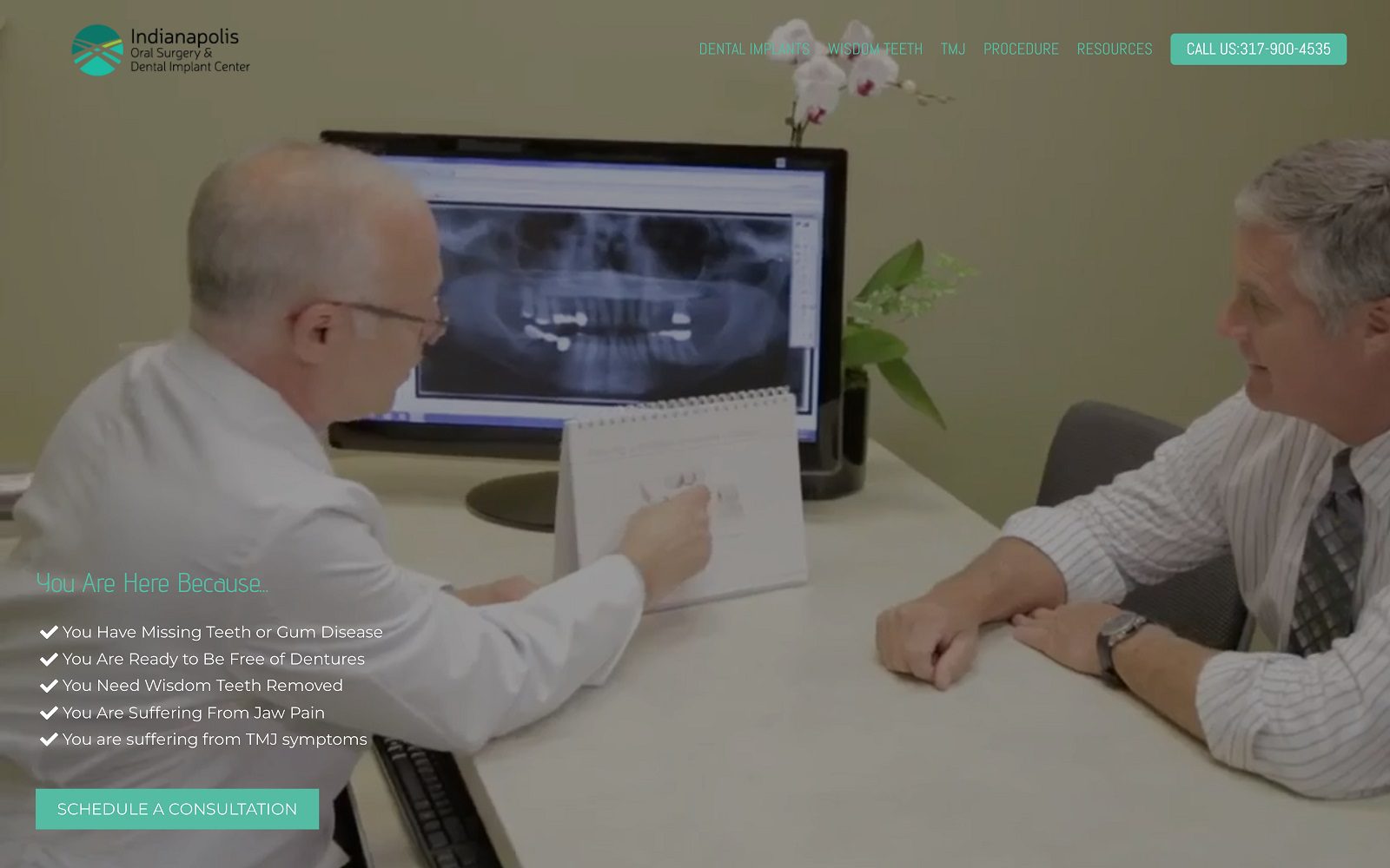 The Screenshot of Indianapolis Oral Surgery & Dental Implant Center Dr. Lawrence G. Falender Website