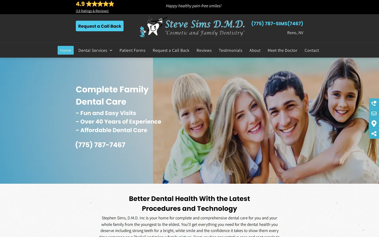 The screenshot of stephen sims, d. M. D. Inc website