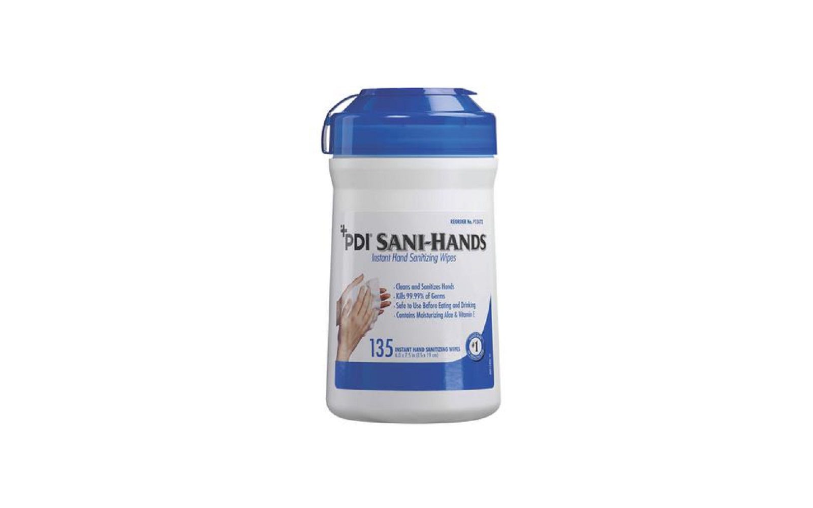 Sani-hands instant hand sanitizing wipes, canister with 135 wipes, 6" x 7. 5"
