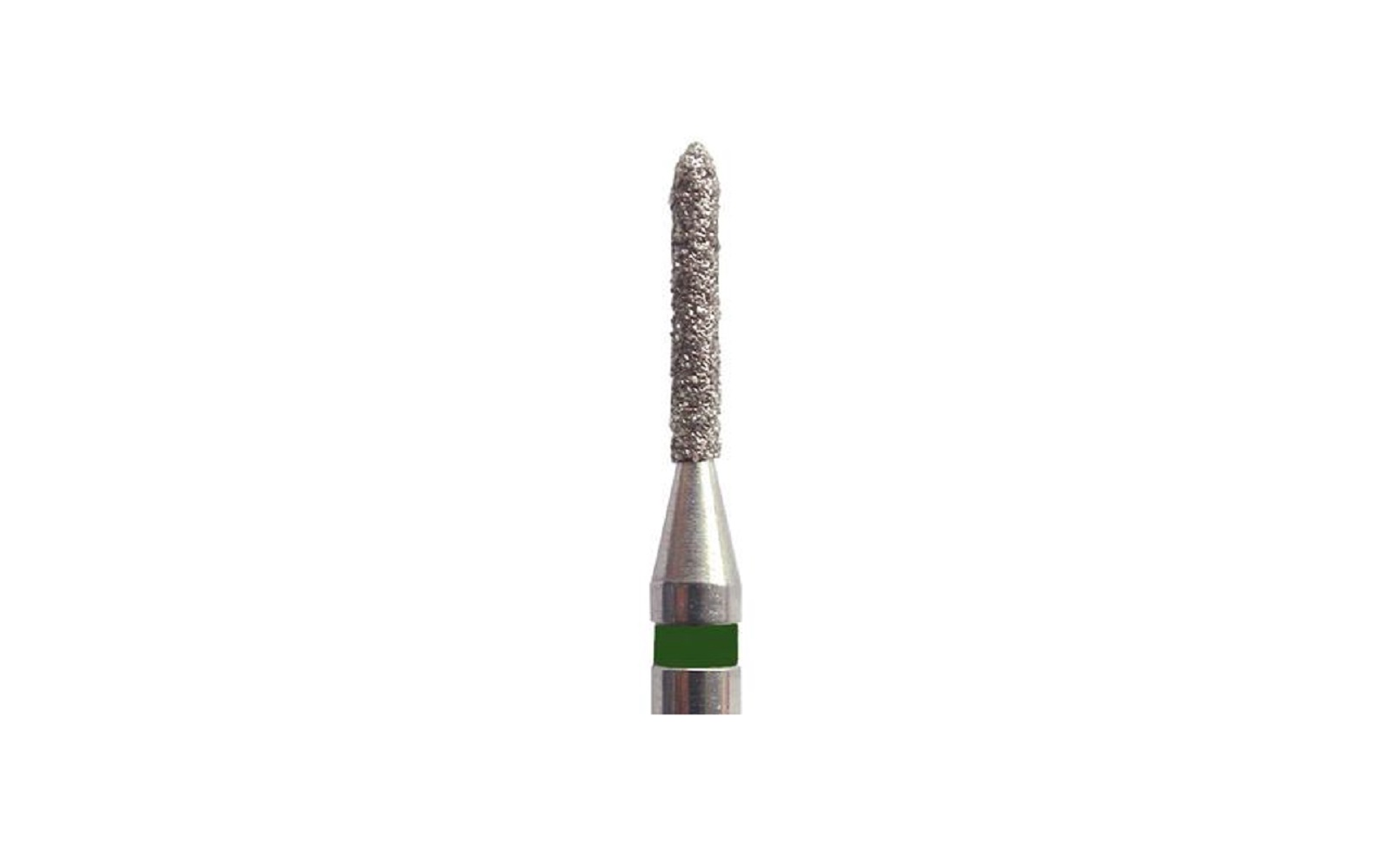 Singles Disposable Diamonds – FG, Cylinder, 25/Pkg Coarse, Green, Bevel End, # 1800.8C, 1.200 mm Diameter, 8.000 mm Length