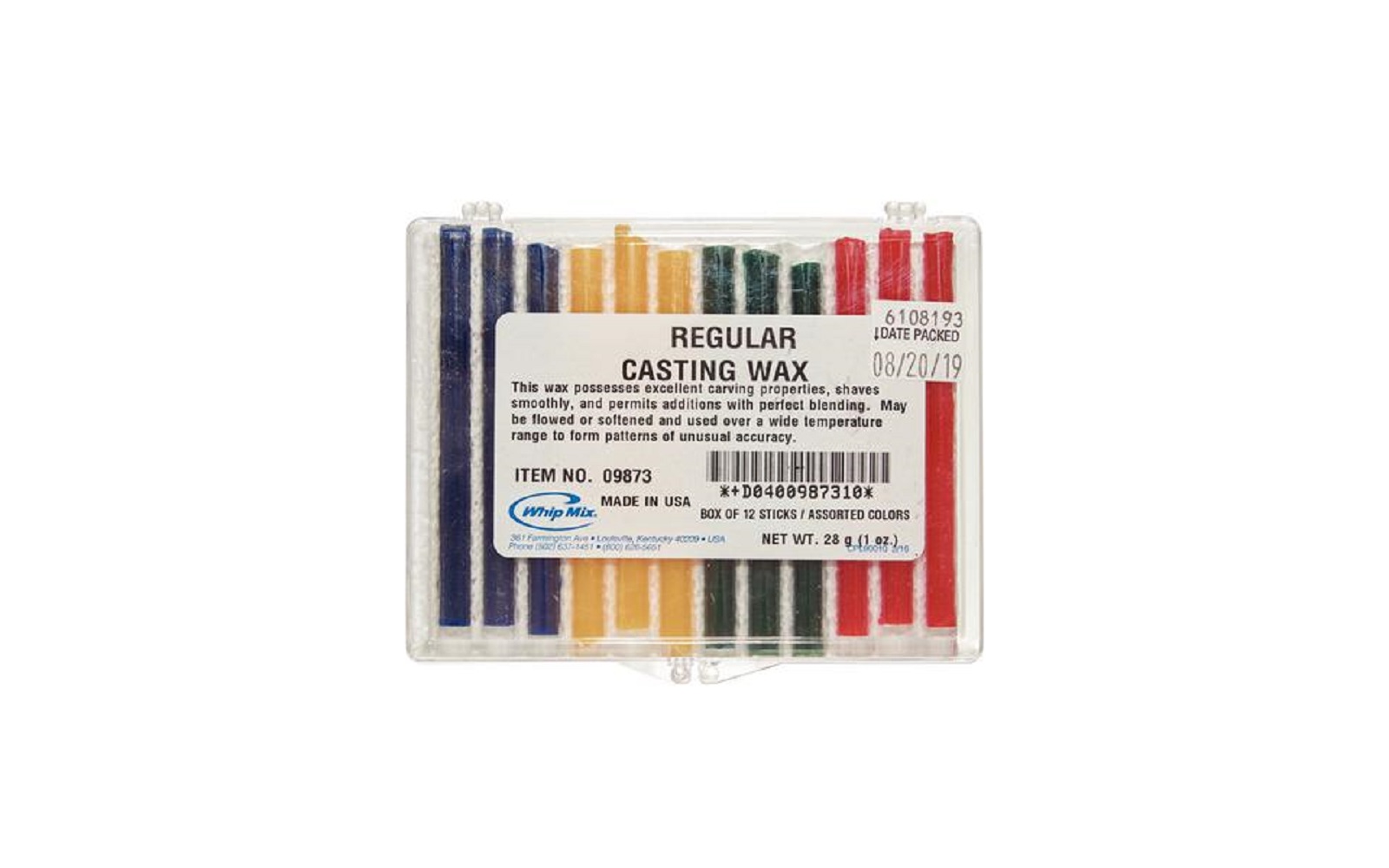 Regular casting wax sticks – assorted, 12/pkg