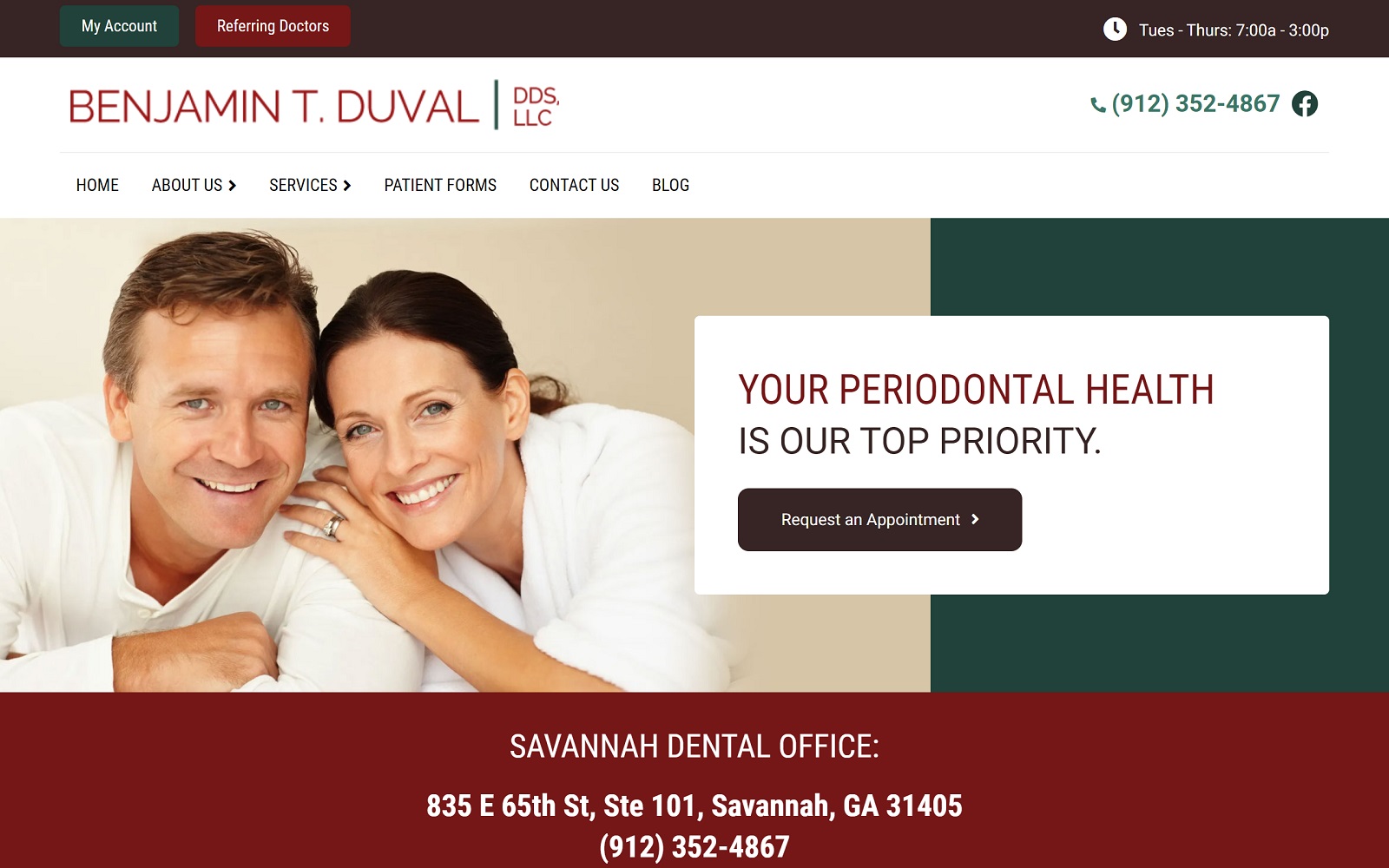 The screenshot of benjamin t. Duval dds duvalperio. Com website