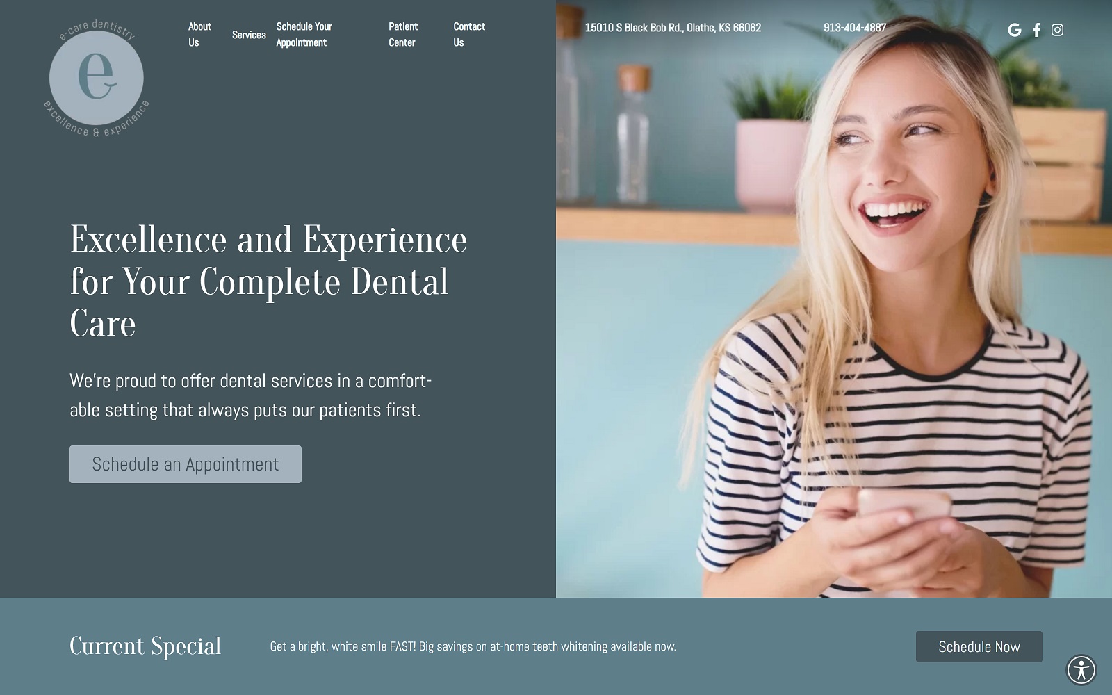 The screenshot of e-care dentistry, pa ecaredentistry. Com website