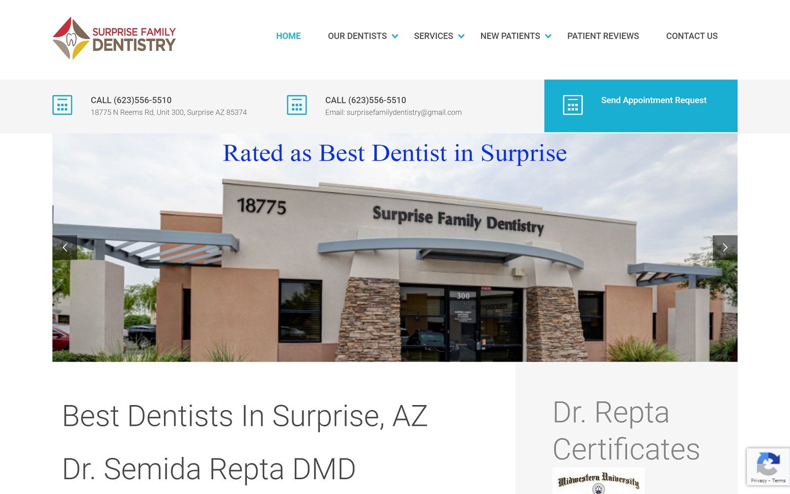 The Screenshot of Surprise Family Dentistry surprisefamilydentistry.com Website