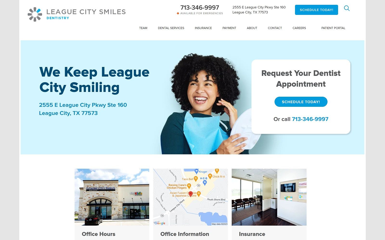 leaguecitysmilesdentistry.com screenshot