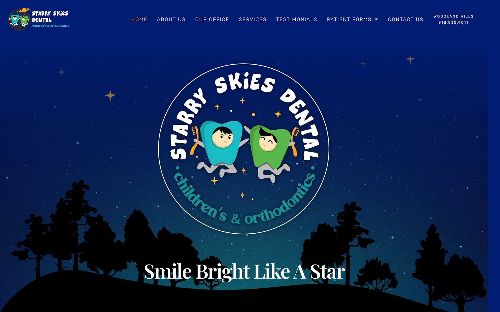 Starryskiesdental. Com screenshot